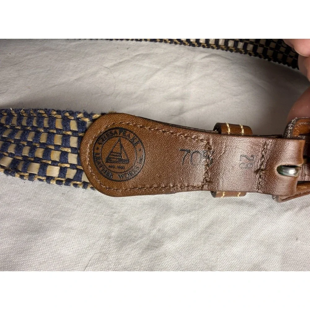 Vintage Boys Golf Belt 28in‎ Waist Canvas Navy Leather Chesapeake Leather Works